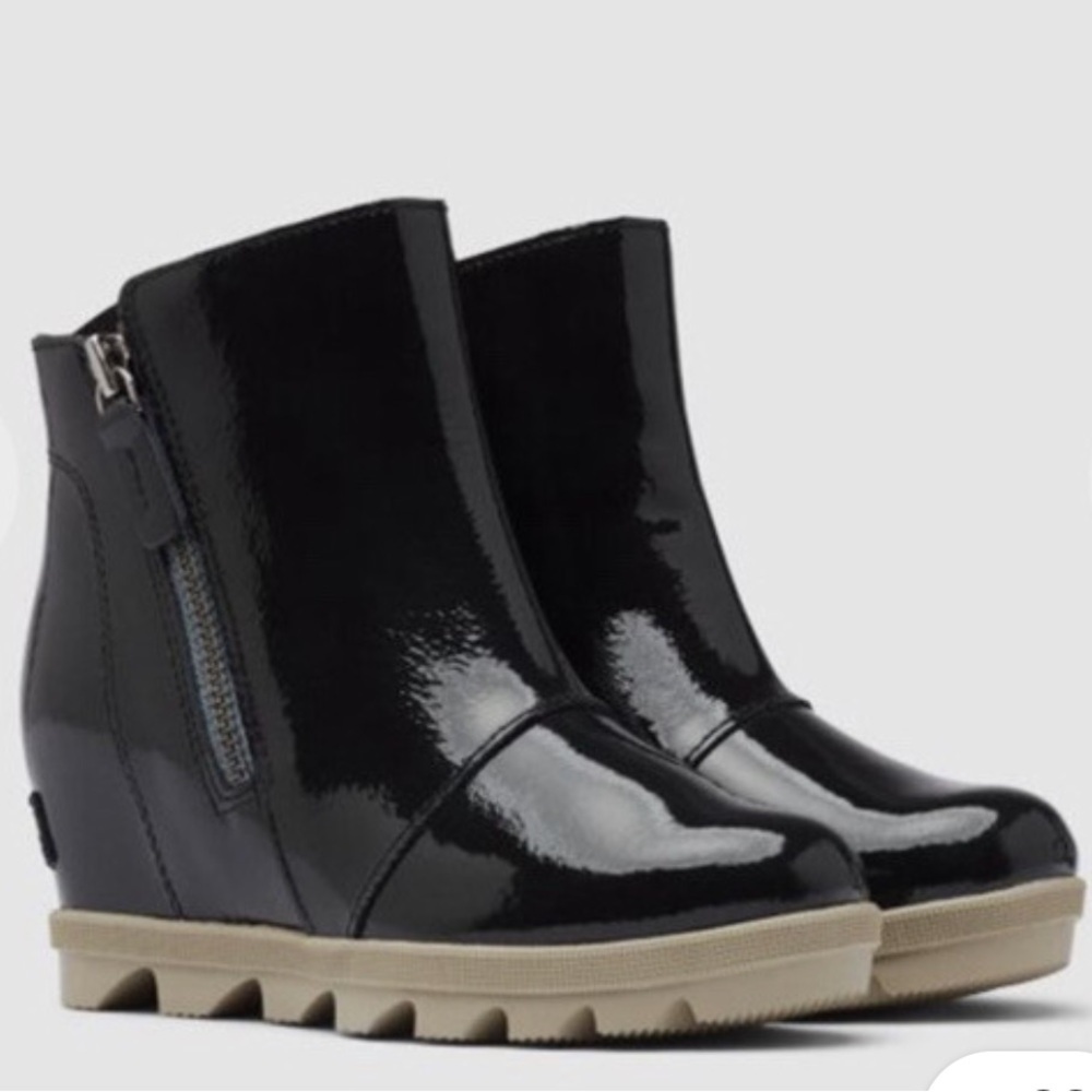 NWT Sorel | Girls Black Shimmer Arctic Zip II  Waterproof Wedge Ankle Boot, sz 4